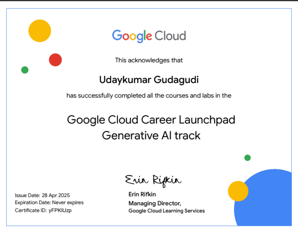 Google Cloud Career Launchpad certificate of completion